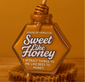 Honey jar with a dipper on a honeycomb against an orange background, featuring 'House of Venus Co.' text.